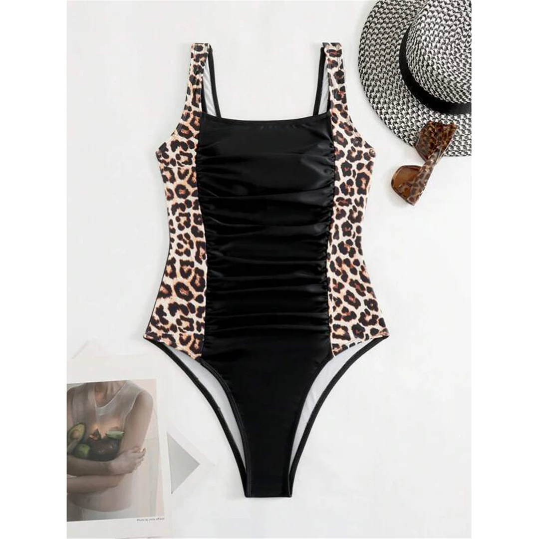 S - XXL 8 Farben Leopardenmuster Damen-Badeanzug Einteiliger Badeanzug mit Hochgeschnittenem Beinausschnitt V5951 – Detail 9