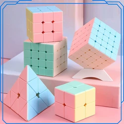Magic Cube Macaron Series Puzzle Stickerless Pyramid Speed Cube Kid'S Fidget Toys Logical Game Educational Toy Gift For Children