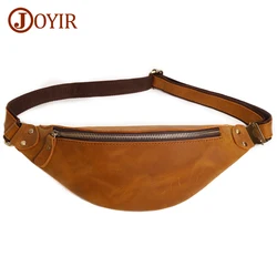 JOYIR Crazy Horse Leather Men's Chest Bag Sling Shoulder Chest Pack Bum Phone Cigarette Case Pouch Small Men Belt Waist Bag