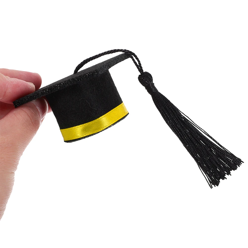 

2pcs Mini Graduation Hat Bottle Toppers Felt Doctoral Cap Decor For Wine Beverage Jars Party Supplies Graduation Party Favors