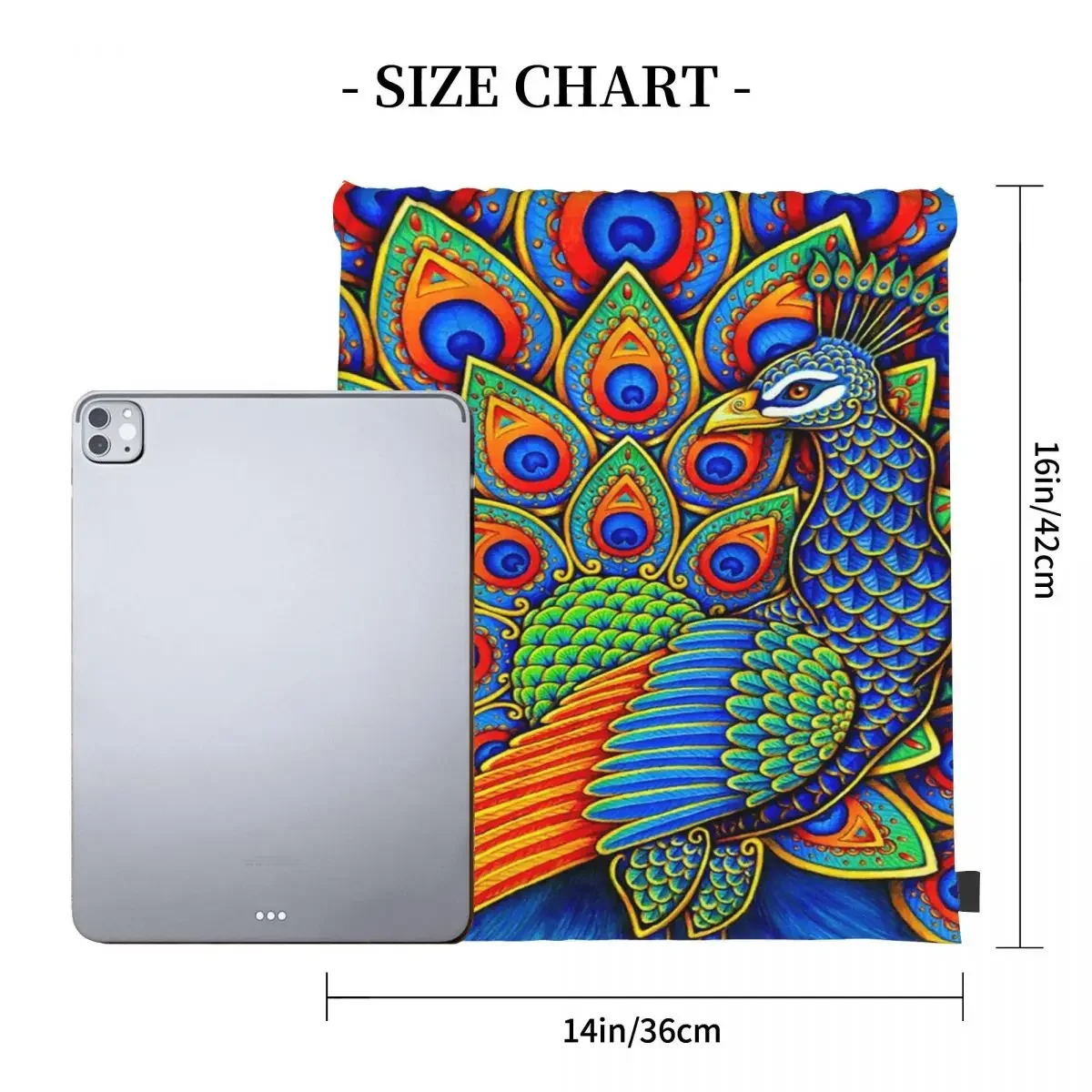 Colorful Paisley Peacock Rainbow Bird Backpacks Drawstring Bags Drawstring Bundle Pocket Sports Bag Book Bags Man Woman School