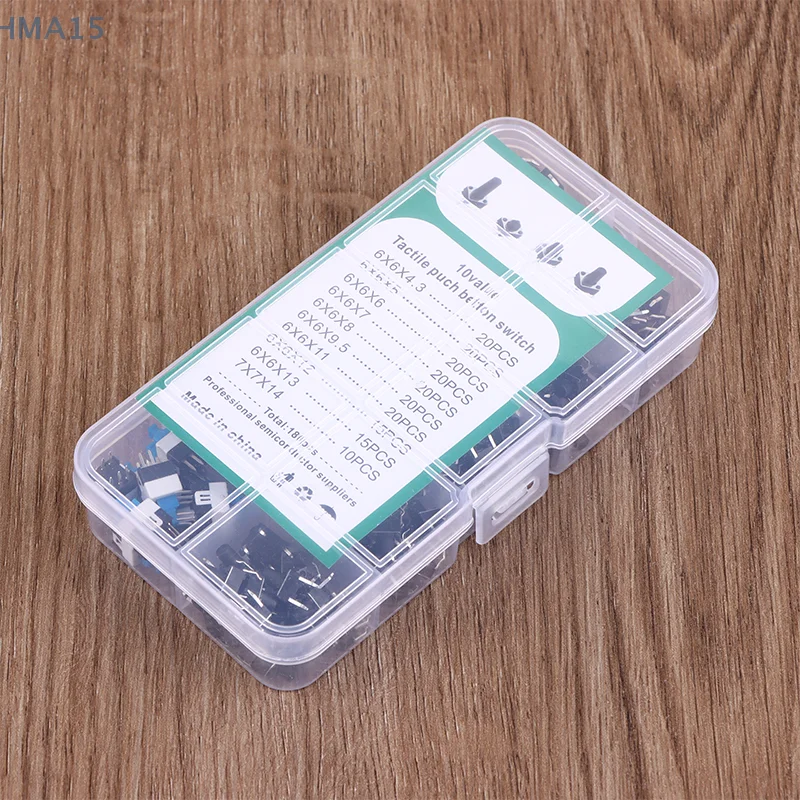 [EL] 10 قيم 180 قطعة مفتاح بـزر دفع اللمس لحظة اللمس اللباقة مفتاح صغير عدة 6*6 4.3-13 مللي متر 7*7 مللي متر لحظة التبديل