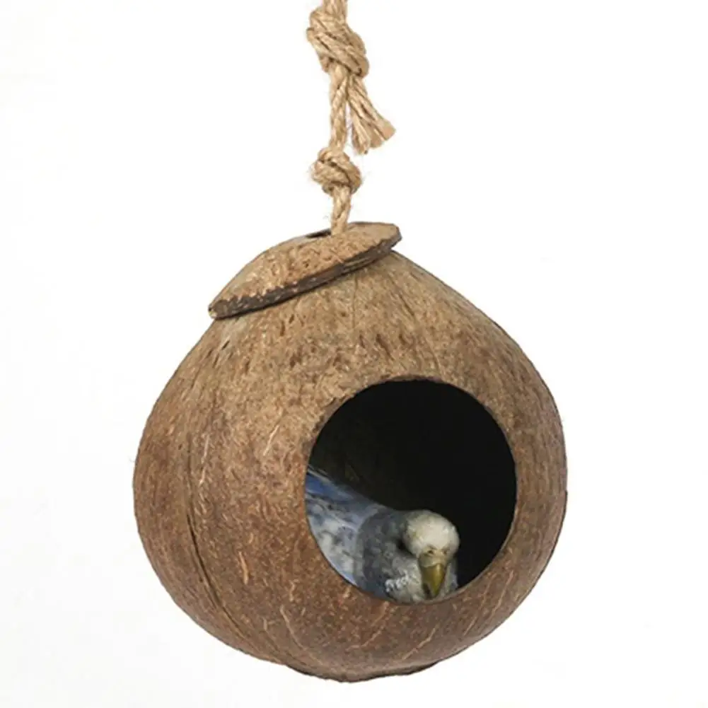 Parrot Natural Coconut Shell Bird Nest Hideout House Playpen Bird Supplies For Hamster Guinea Pigs Birds Houses Habitats