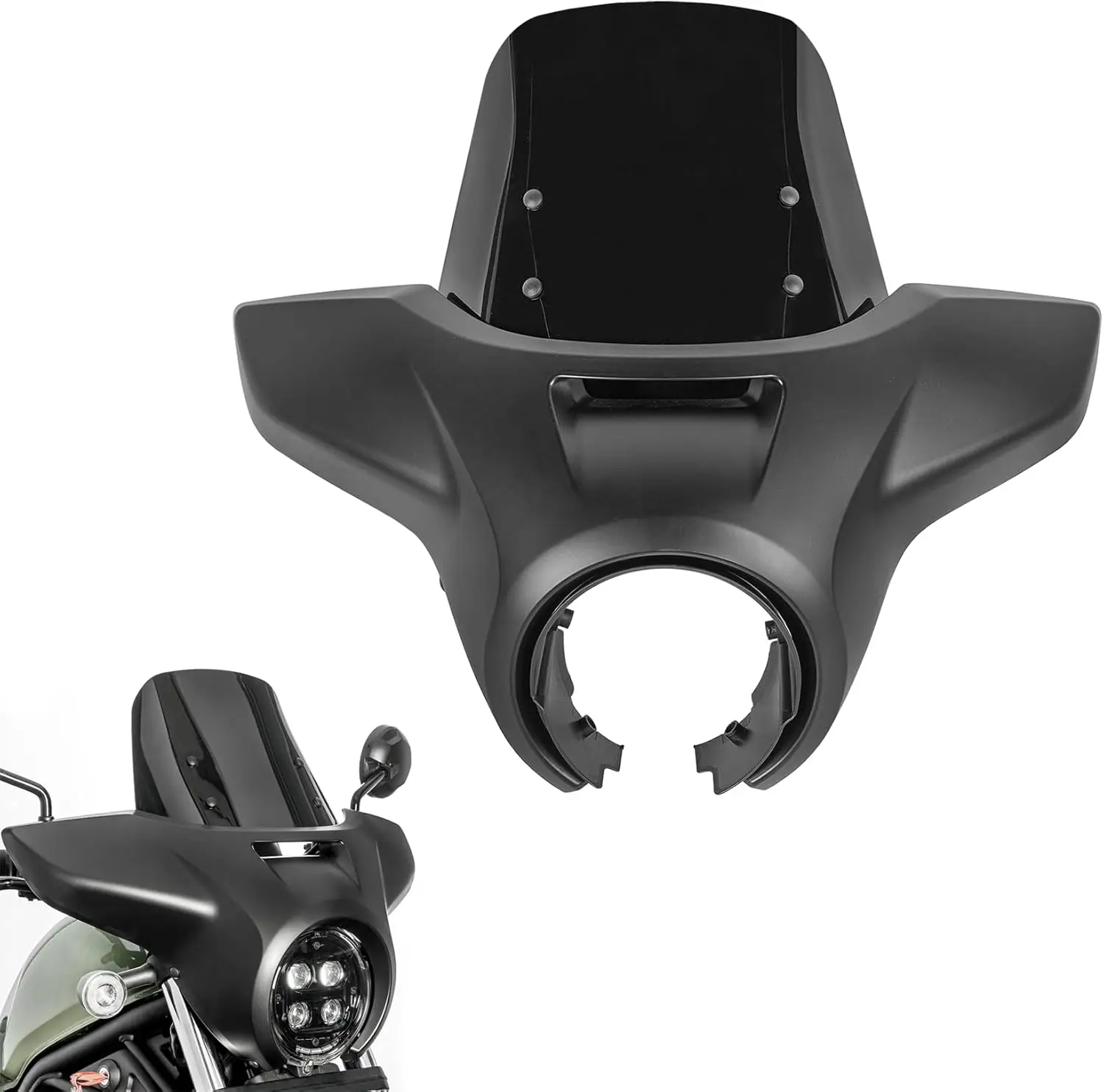 

Motorcycle Front Headlight Fairing Cowl with Windshield Deflector Compatible with Rebel 500 CMX 500 2017-2025 Rebel CMX 300 2020