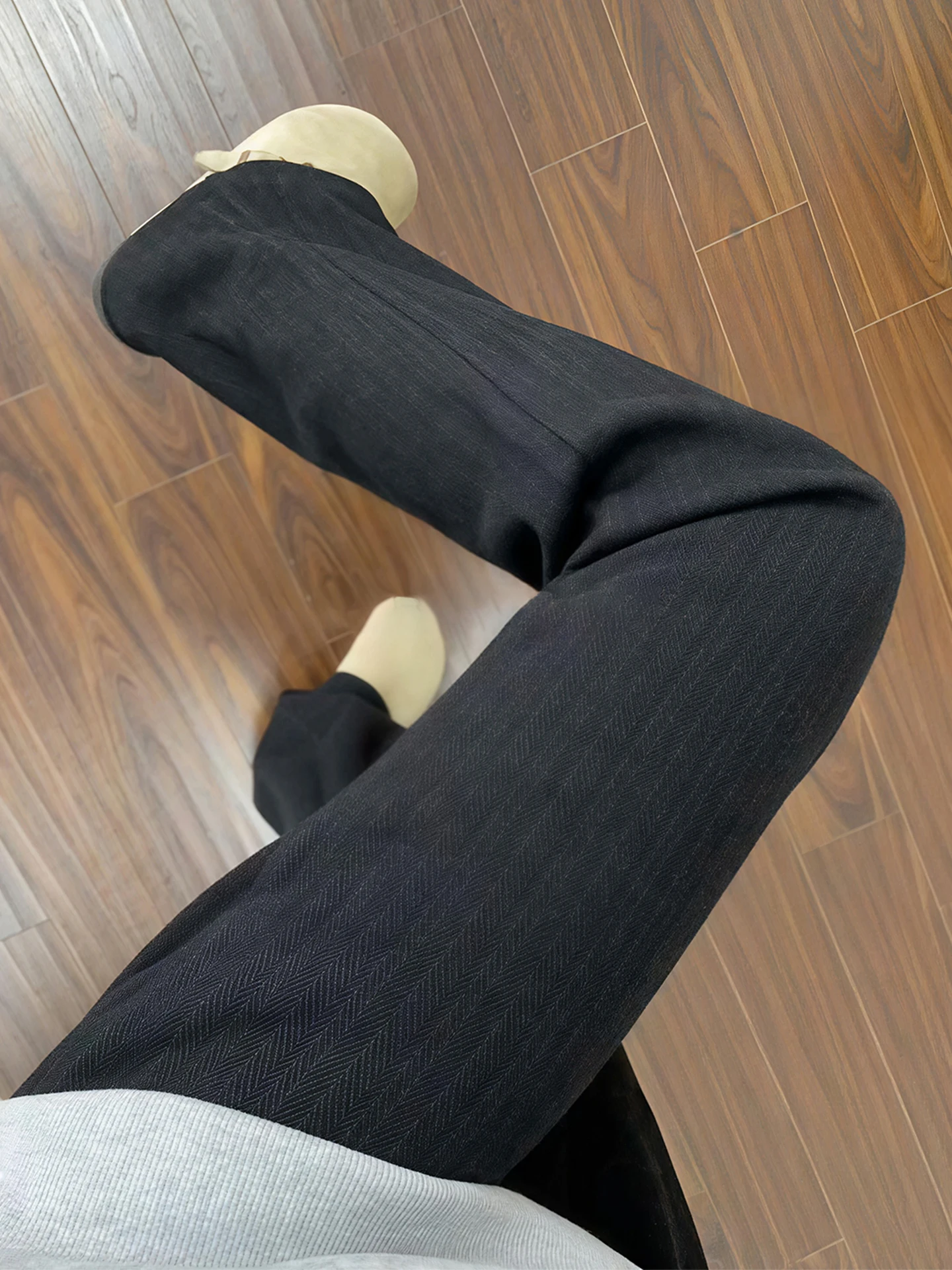 

Bla Tweed Men's Straight Leg Pants Autumn Winter Drapey Casual American Sle Polyester Fiber Non-Stretch Yarn Knitted