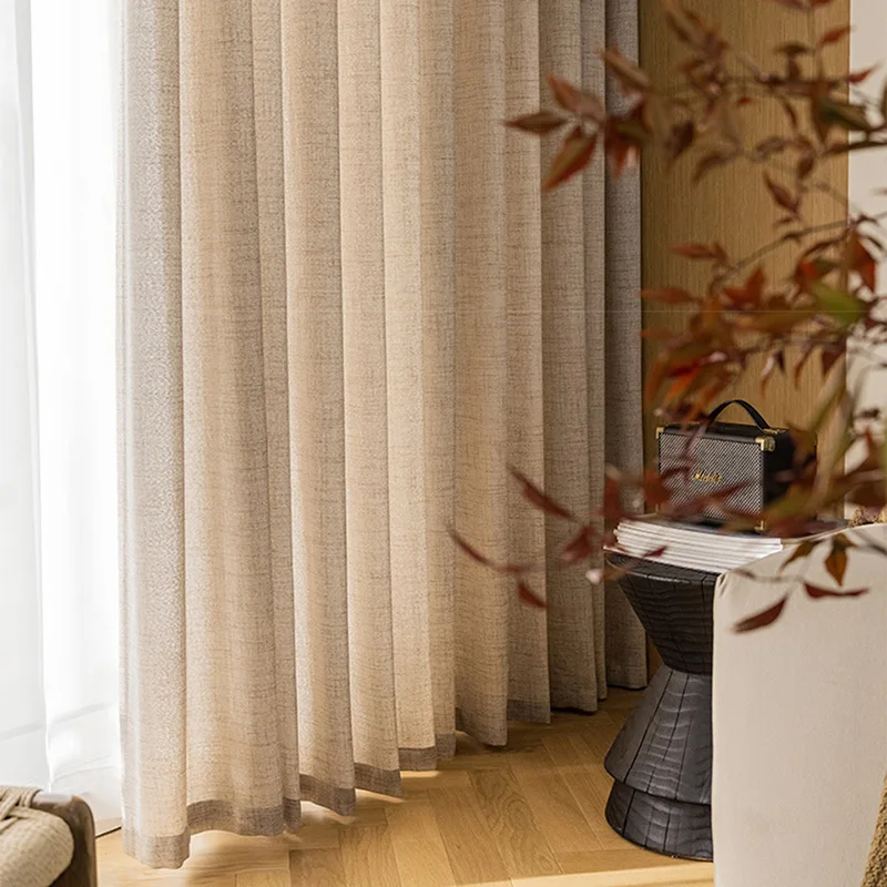 NORNE-Linen style Solid Window Sheer Curtain for Living Room,Modern Voile for Bedroom,Window Tulle Blinds Custom Made