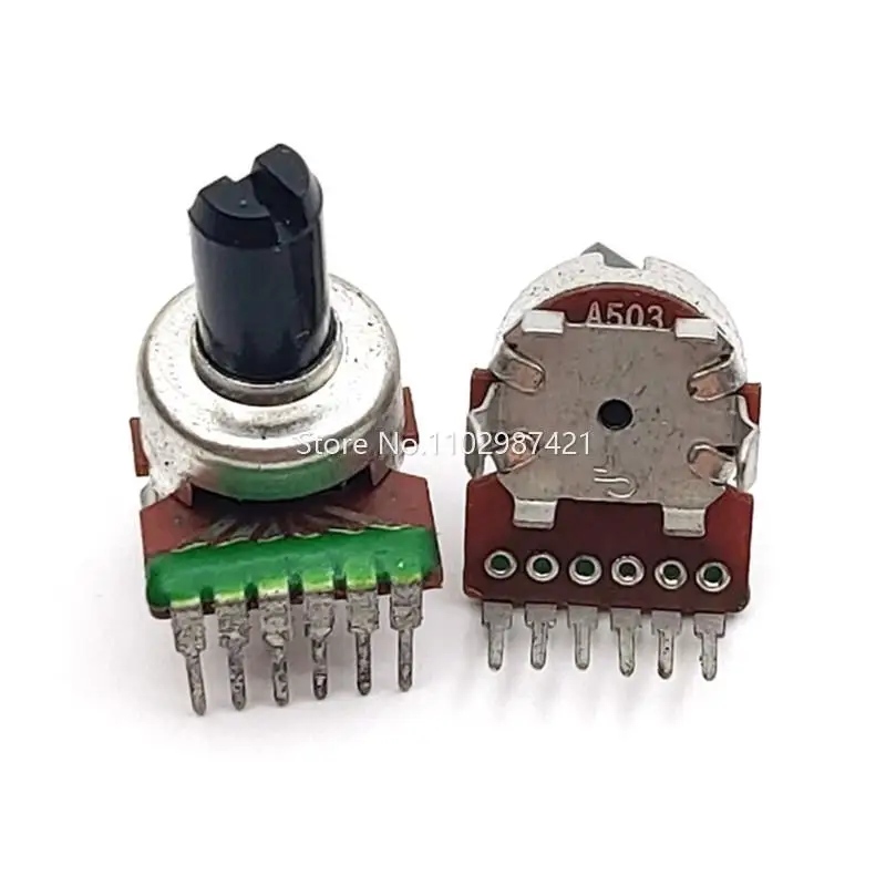 10PCS 121 Type Double Single Row 6 Pin A50K A503 Audio Power Amplifier Volume Potentiometer D Axis 10MM