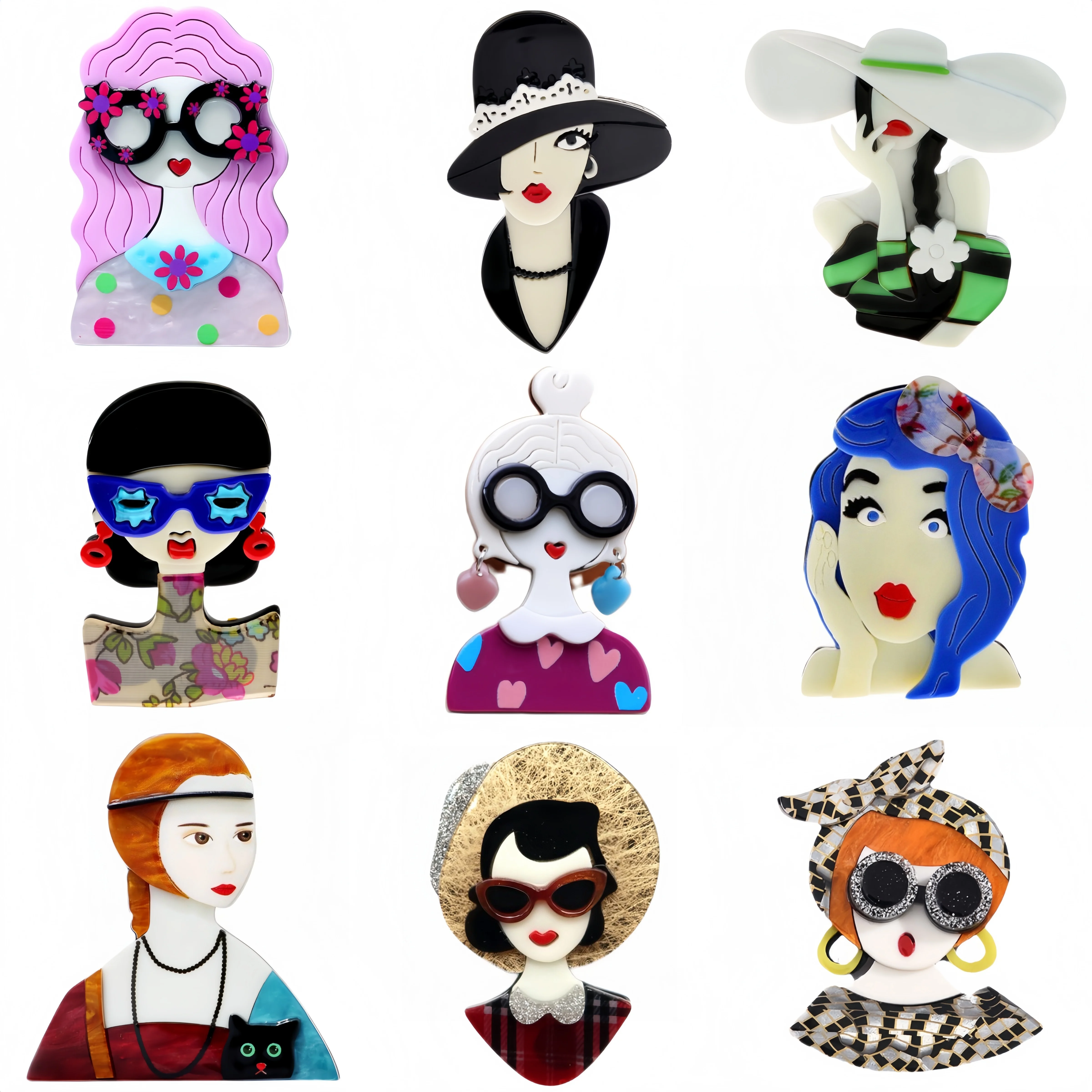 Quirky Vintage Fashion - Essh&Pule Pop-Art Statement-Brosche Retro Funky Ausgefallene