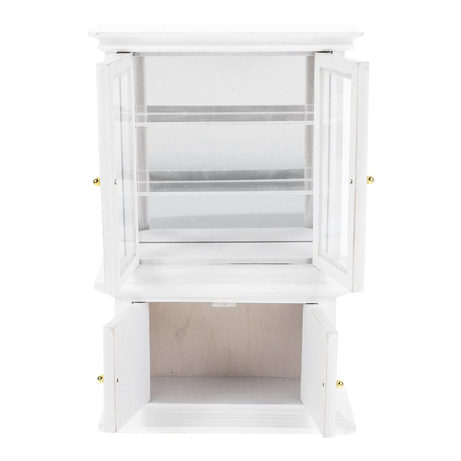 

Miniature Cabinet 1:12 Scale Wooden Glass Miniature Furniture and Accessories Mini House Tiny Display Cabinet Furniture