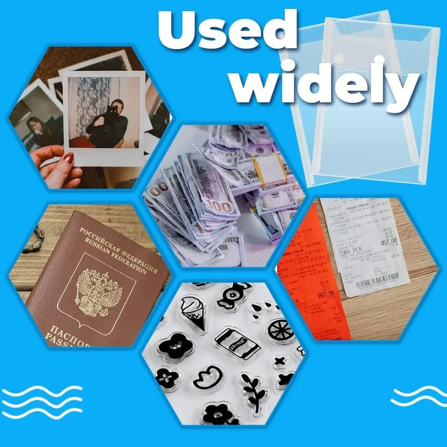 40 حزمة من جيوب تخزين الطوابع والقالب، مغلفات بلاستيكية صغيرة قابلة لإعادة الاستخدام، منظم ملصق مقاوم للماء، حامل الإيصالات، تخزين الصور