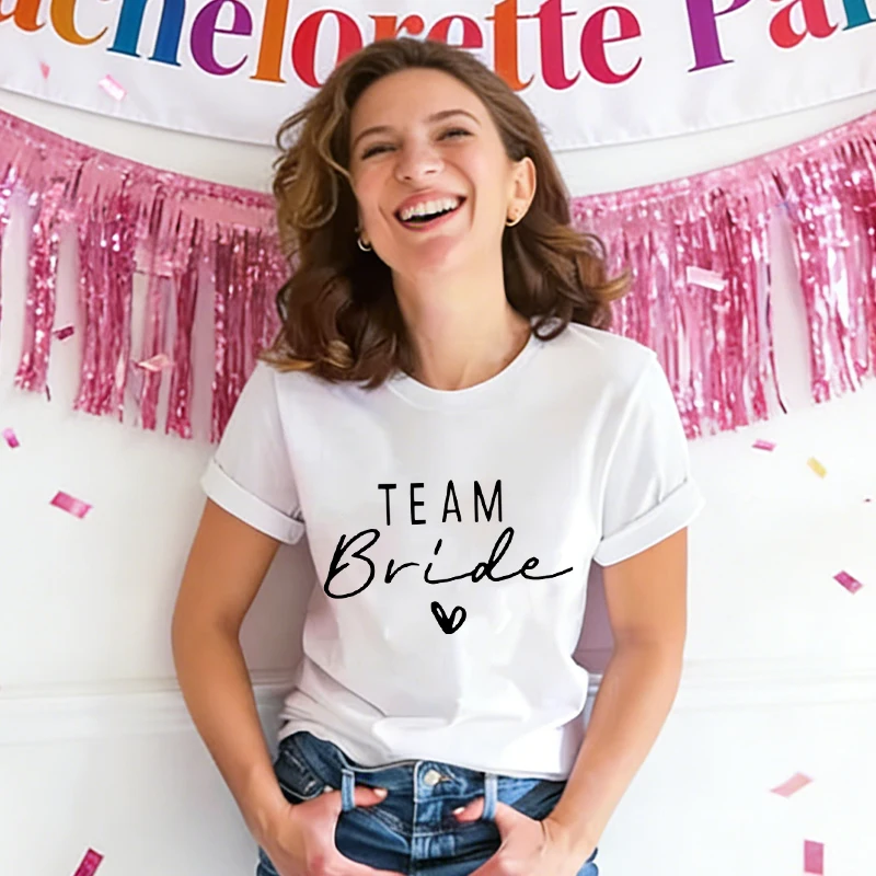 Summer Tops Team Bride Vintage Shirt Future Bride Wedding Bachelorette T-shirts Short Sleeve Women Bride Team Wedding Party Tees