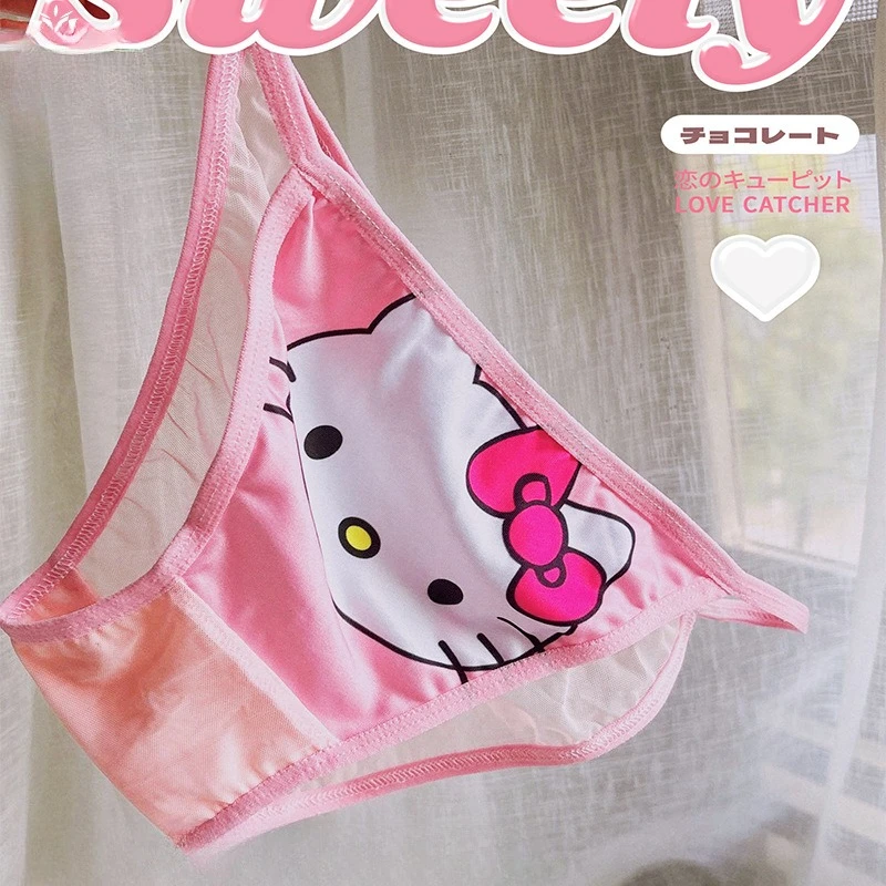 

Hello Kitty Triangle Pants Sexy Printed Cartoon Girl Pure Cotton Fashion High Quality Perspective Low Waist Underwear Wholesale