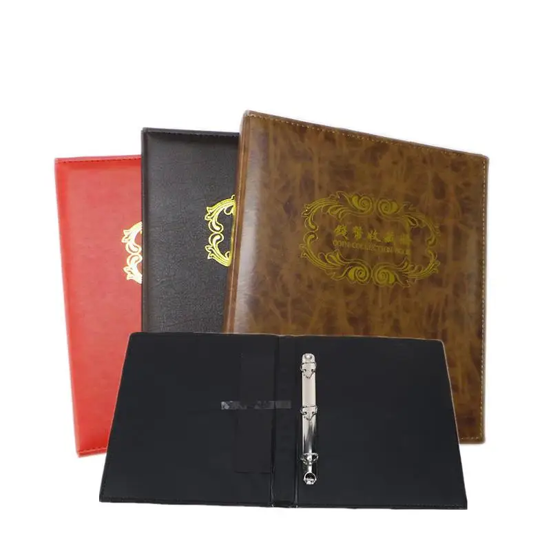 High Quality Coins/Paper Money Collection Book PU leather Empty 3 Rings Collection Album Most Put 40 pcs Loose-leaf 3 Hole Sheet