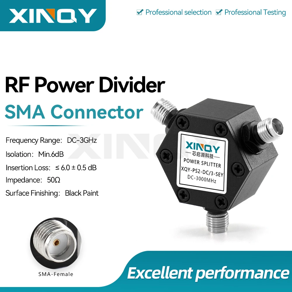 XINQY DC-3GHz Low-Frequency GPS Power Divider 1-to-2, 0-3000M SMA Resistive Splitter