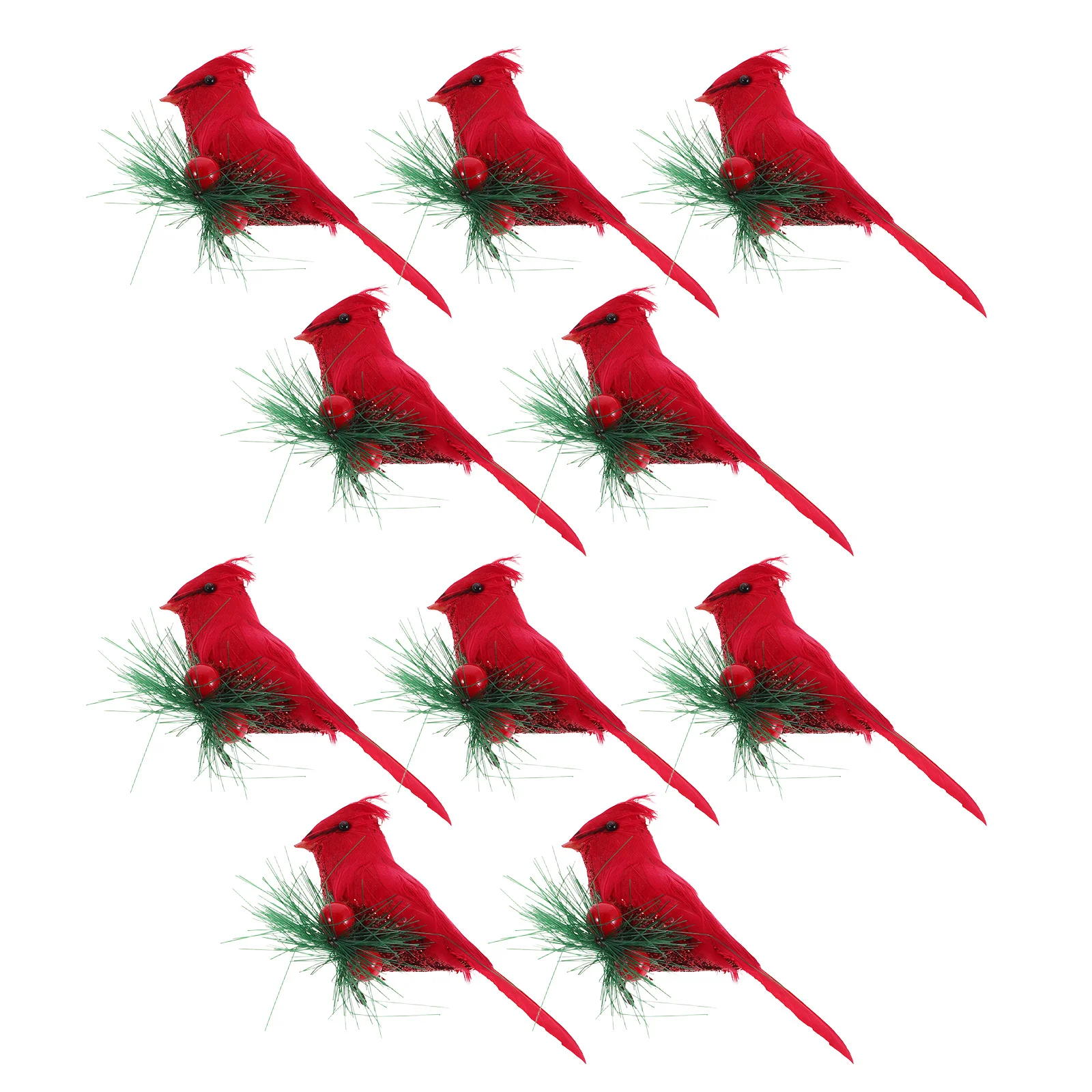 

10Pcs Christmas Tree Decoration Birds Red Cardinal Clip-on Ornaments for Xmas Holiday Home Decor Festive Artificial Bird