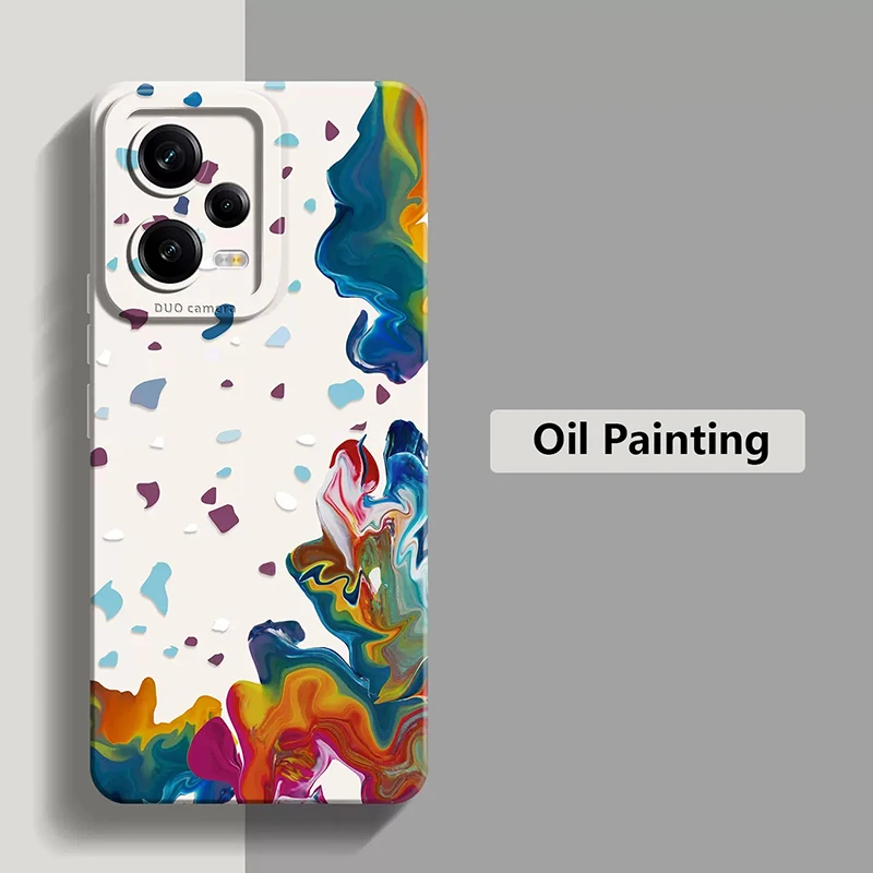 Oil Painting Flower Matte Silicone Phone Case For Xiaomi Redmi Note 13 12 Pro Plus 5G 12S 11S 11 10 10S Redmi 12 13C Soft Cover