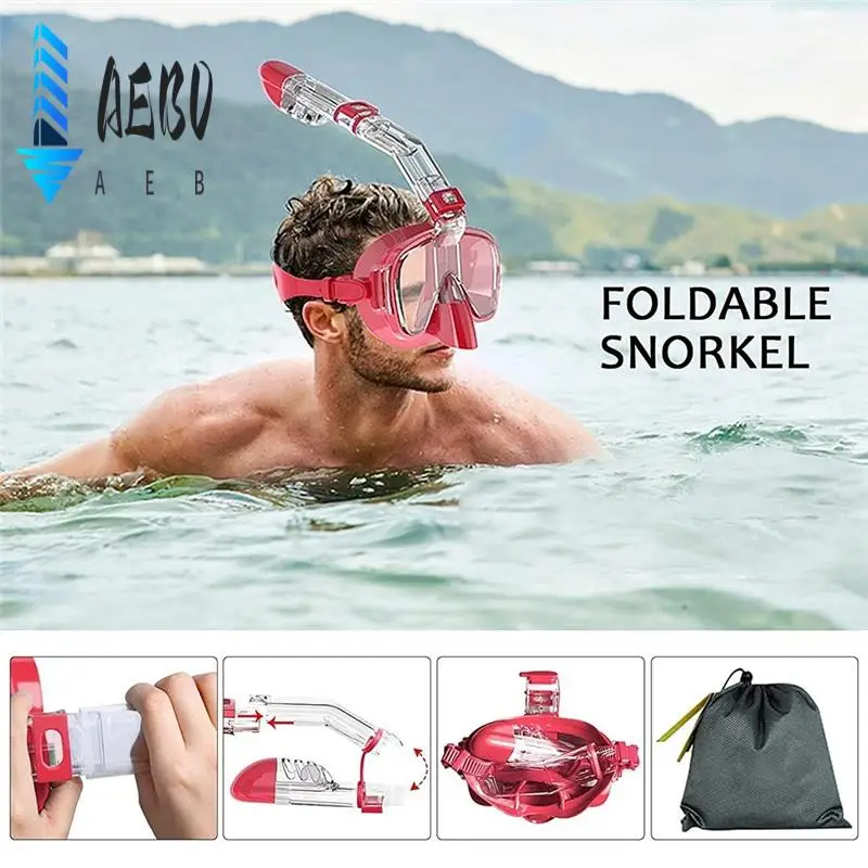 

AEB0-маска для подводного плавания, складной набор масок для дайвинга с системой сухого верха и креплением для камеры, профессиональное противотуманное снаряжение для подводного плавания