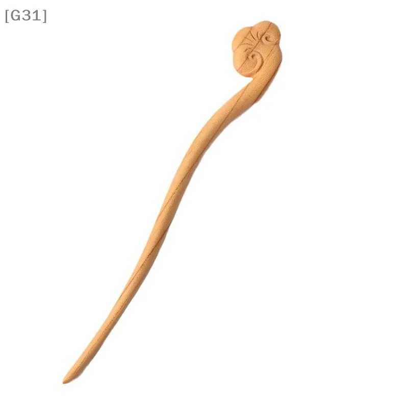 Peach Wood Hairpin Double-sided Carvings Ancient Style Updo Accessory Suitable For Women Cheongsams Hanfu Hair Accessories[G31] view 5