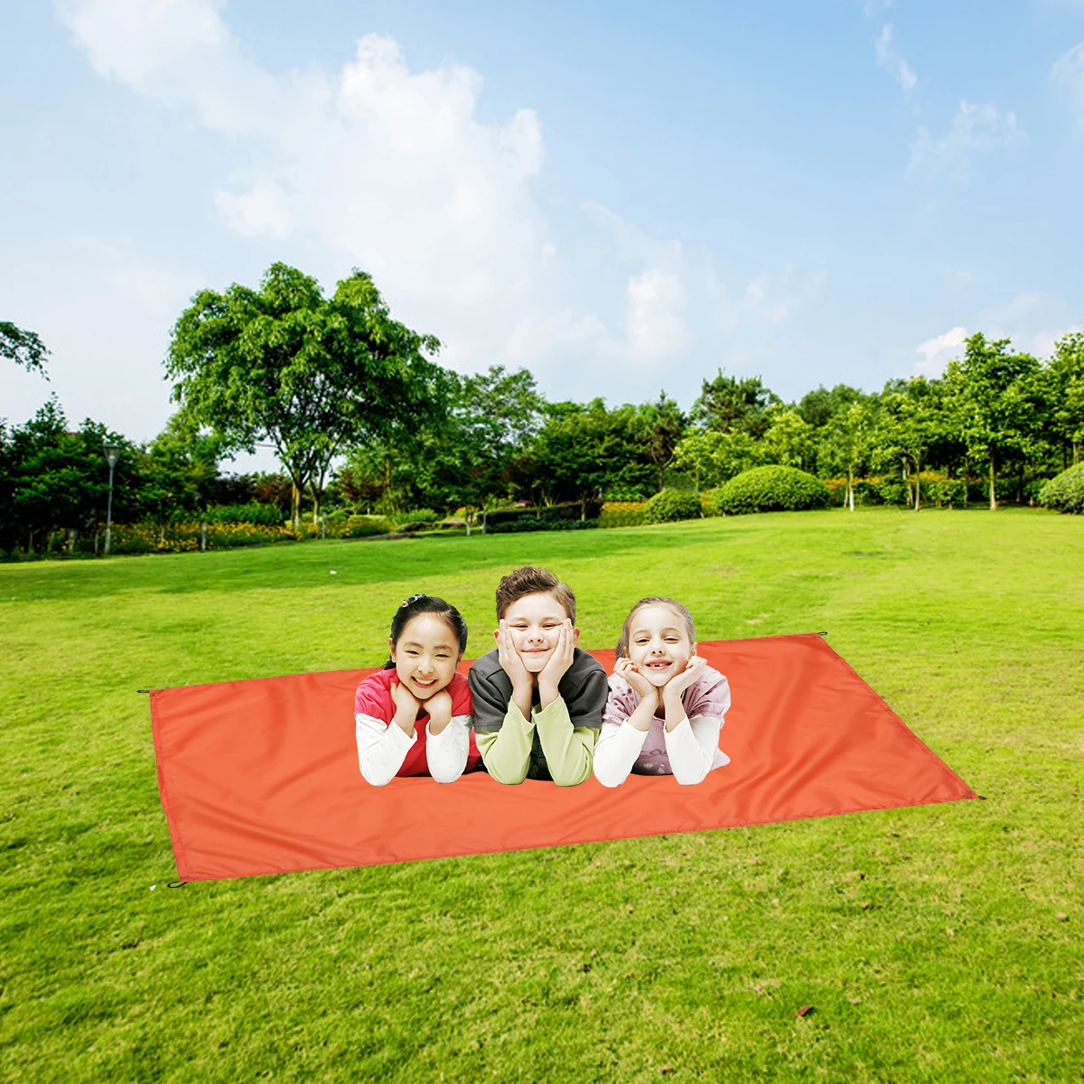 

4pcs Waterproof Picnic Mat Orange Foldable Lightweight Camping Beach Blanket For Outdoor Travel Pet Baby Crawling Pad