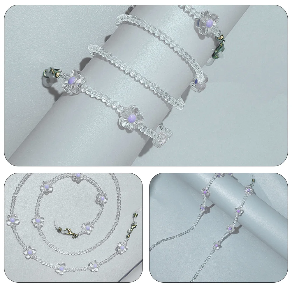 

Plum Blossom Eyeglasses Chain Crystal Necklaces Clear Choker Anti lost Mask Lanyard Glasses Straps Women Accessories