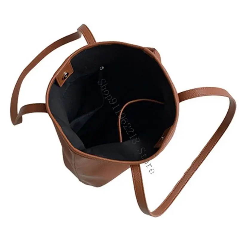 

Fashion PU Leather Shopper Bag Travel Shoulder Bags Bucket Handbag Suitable For Commuting And Business Trip 066F