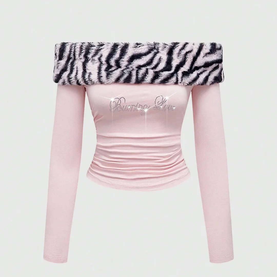 2026 Womens Y2K Sexy Leopard Print Glitter Midriff Top Lettered Detail Slim Fit Trendy Fashion Crop Top