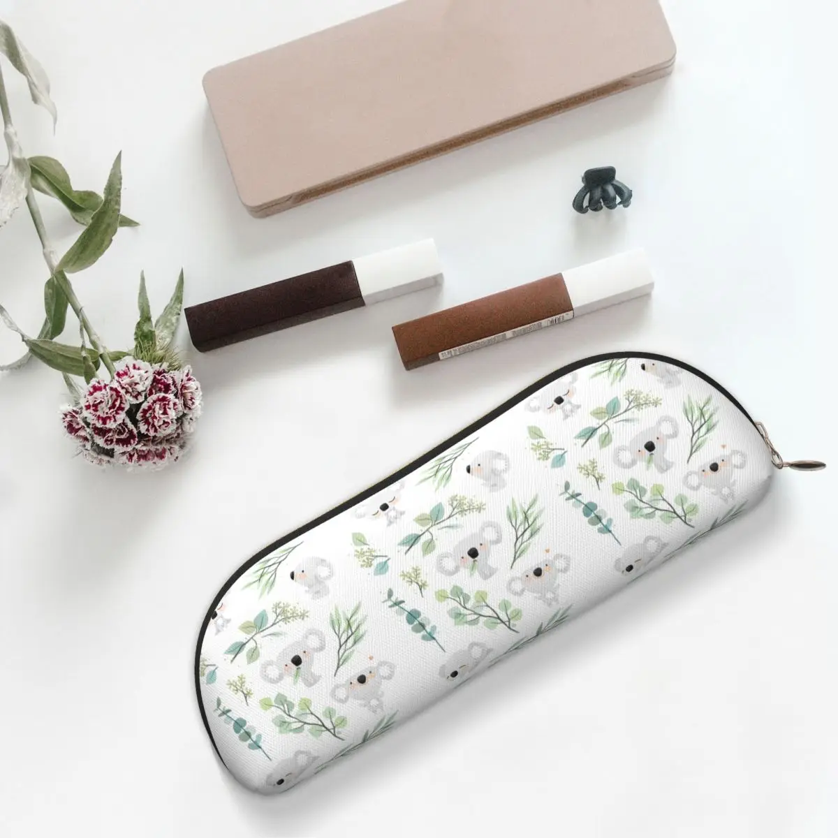 

Koala And Eucalyptus Pattern Pencil Cases Pen Holder Storage Stationery Supplies Pen Box Pencil Bag for Boys Girls School