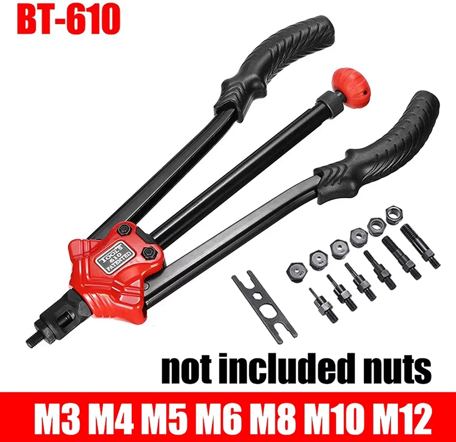 SUBAO BT605/606 Rivet ปืนเครื่องมือคู่มือใส่ Rivet NUT เครื่องมือคู่มือแกน M3M4M5M6M8 M10 M12 สําหรับการผลิตโลหะ