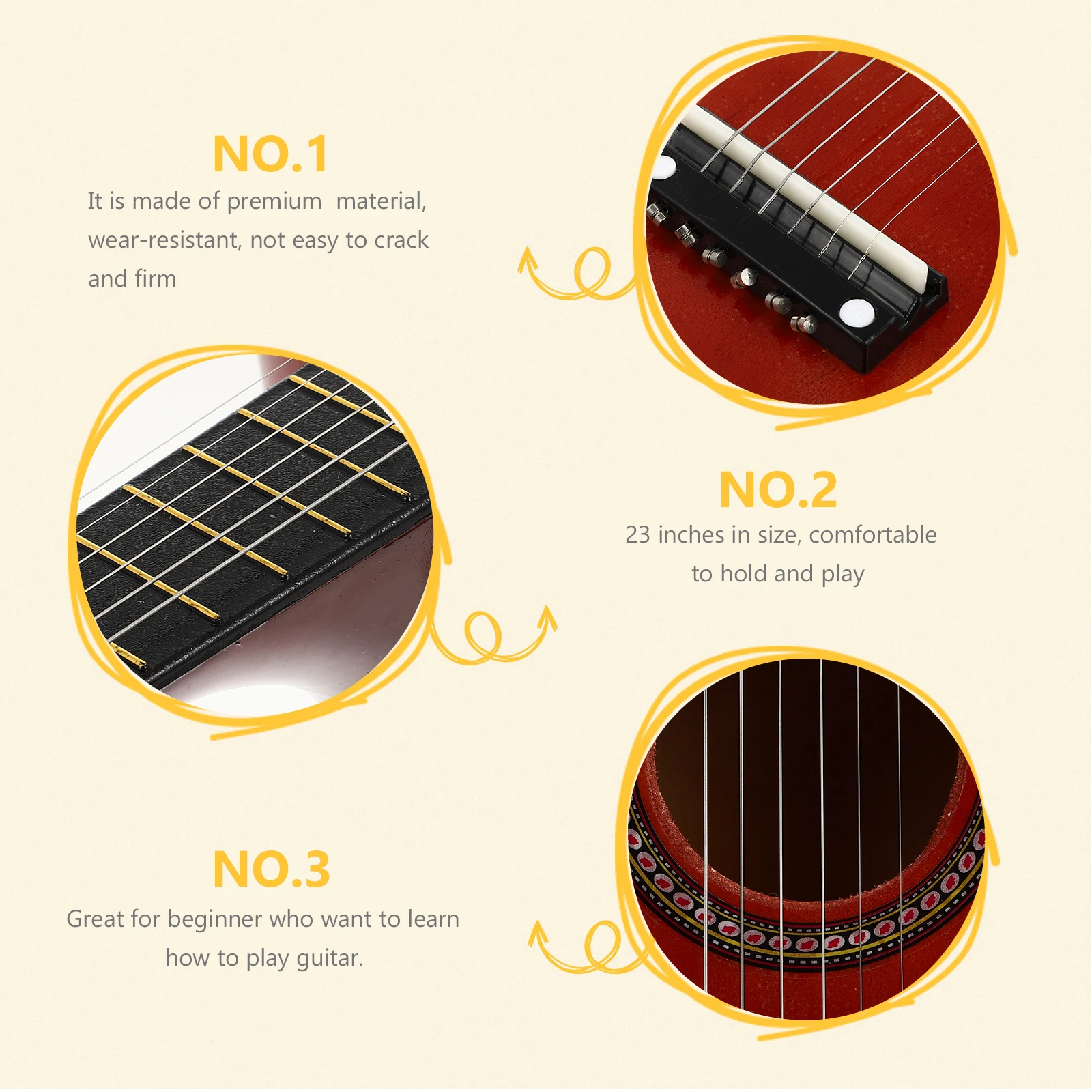 

23 Inch Guitar Kids Vintage Style Acoustic Guitar Beginner Folk Instrument Basswood Material Great Sound Music Gifts