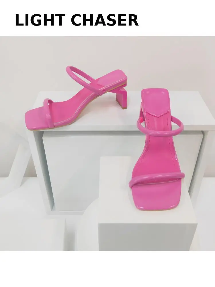 Summer High-heeled Sandals Women's New Crystal Heels Women's Slippers With One Word Belt Women's Sandals High-heeled Slippers