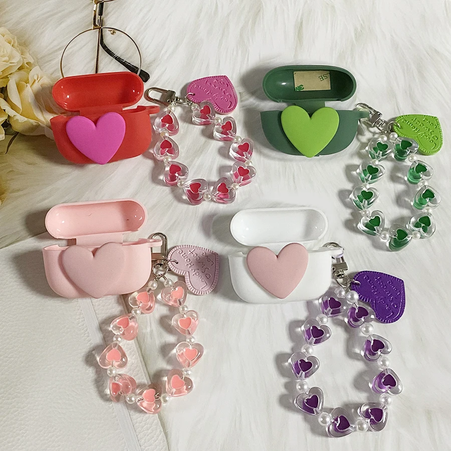 สําหรับ HONOR LCHSE X7e กรณีแฟชั่นหัวใจรักจี้และหูฟังซิลิโคน Honor X7e ฝาครอบ