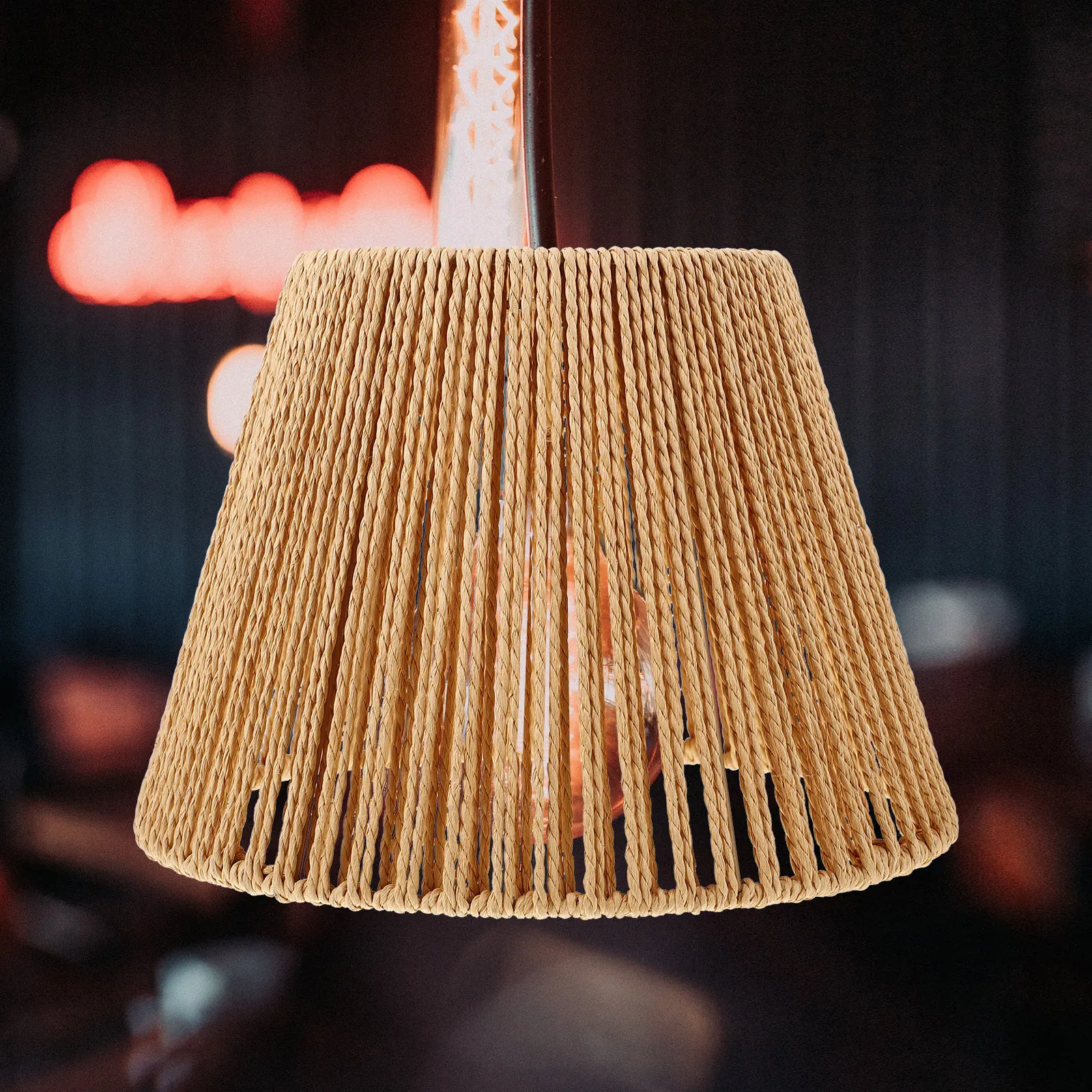 

Retro Woven Lamp Shade Vintage Lighting Decor Boho Rattan Pendant Shades Table Lamps Japanese Style Bamboo Large