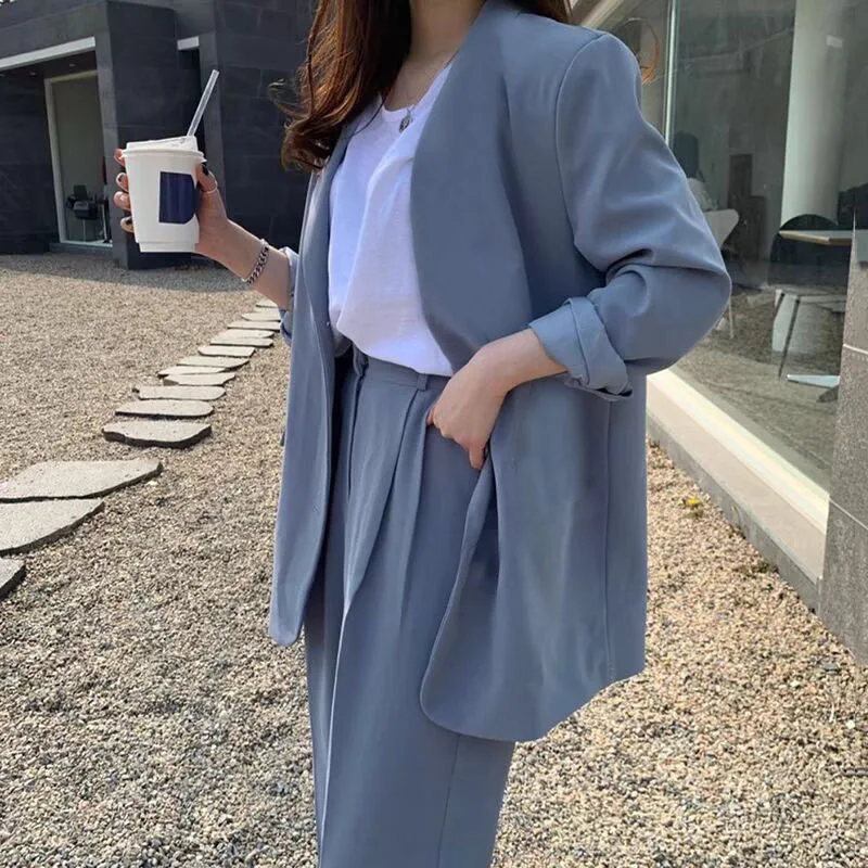 Women's Wide Leg Pants Suit Casual Fashionable British Style Professional Small Western Style Suiting Polyester Spring Autumn