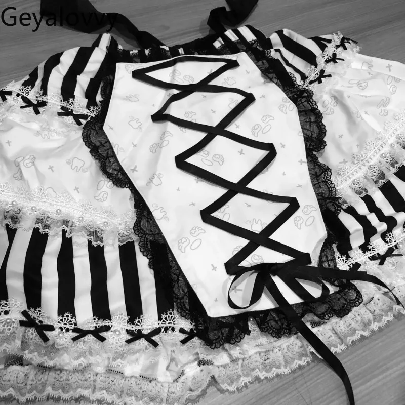 Gonna corta in pizzo a righe con cinturino originale giapponese Estate nuova ragazza dolce e carina Minigonne tutu SK sottocultura versatile