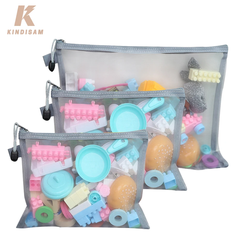 

3Pcs Mesh Zipper Pouch Bags Building Blocks Puzzle Toys Storage Bag Waterproof Document Organizer Multipurpose Travel Bag Office