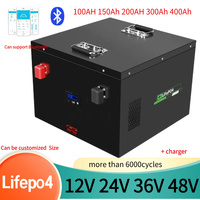 12V 24V 36V 48V 100AH 150Ah 200AH 300Ah 400Ah lifepo4 lithium battery bluetooth BMS APP for solar inverter EV Fishing boat