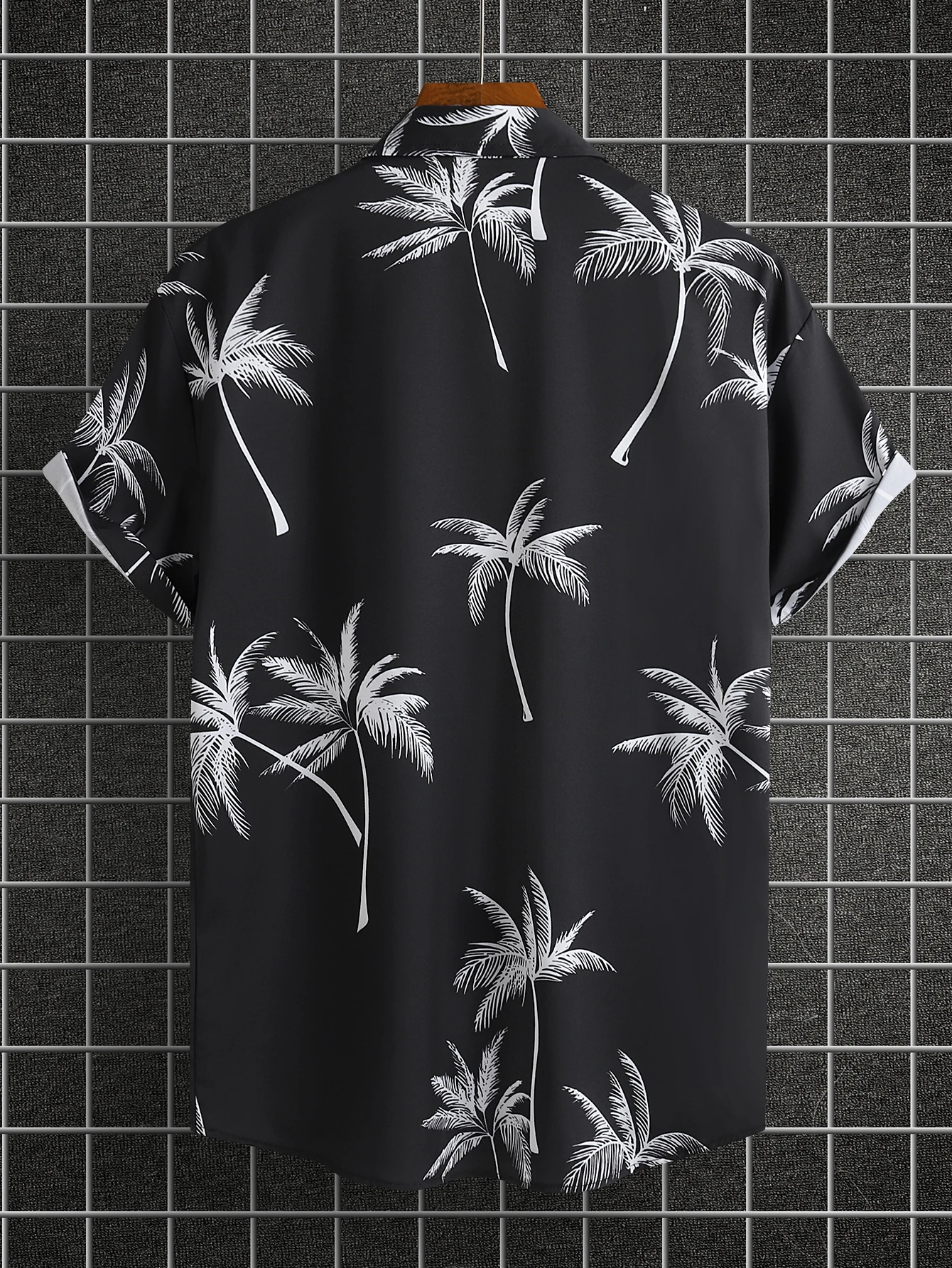 Camisa havaiana com impressão digital masculina, manga curta, moda casual, 2024