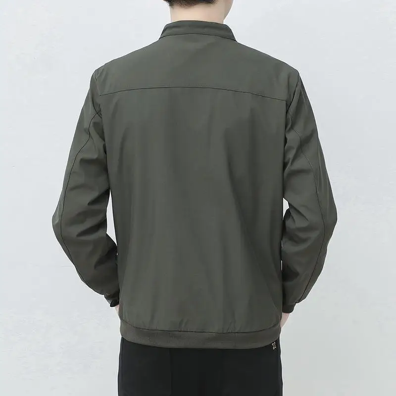 Korean Style Spring and Autumn Men's Jacket Casual Loose Fit Stand Collar Plus Size Mature Sturdy Male Workwear Top