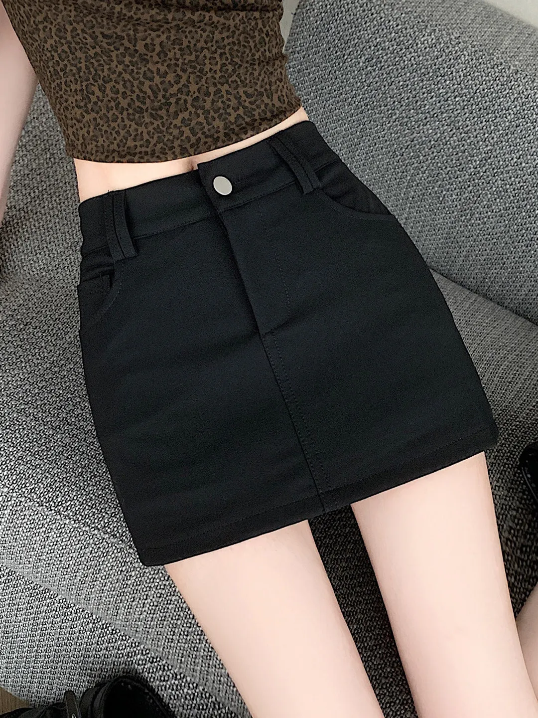 American Style High Waist A-Line  Skirt Women's plus Size Summer Vintage Khaki Color Slim Fit Short Skirt Casual Wear