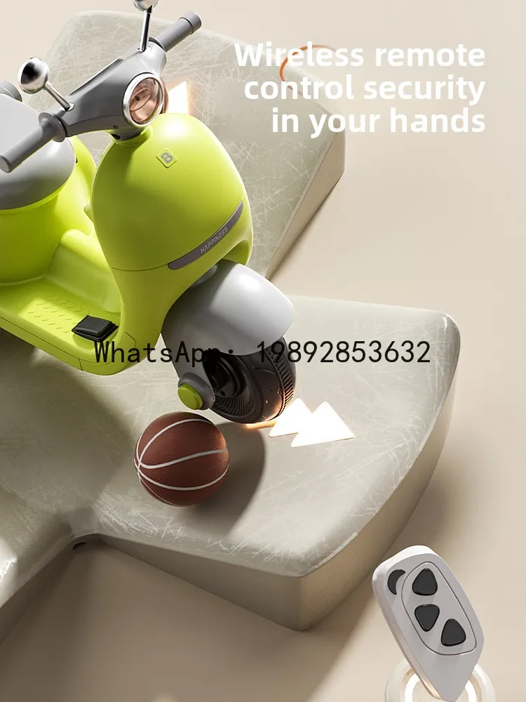 دراجة نارية كهربائية للأطفال بثلاث عجلات، سيارة أطفال تعمل بالتحكم عن بعد قابلة لإعادة الشحن مع سلة خلفية ومقعد دفع