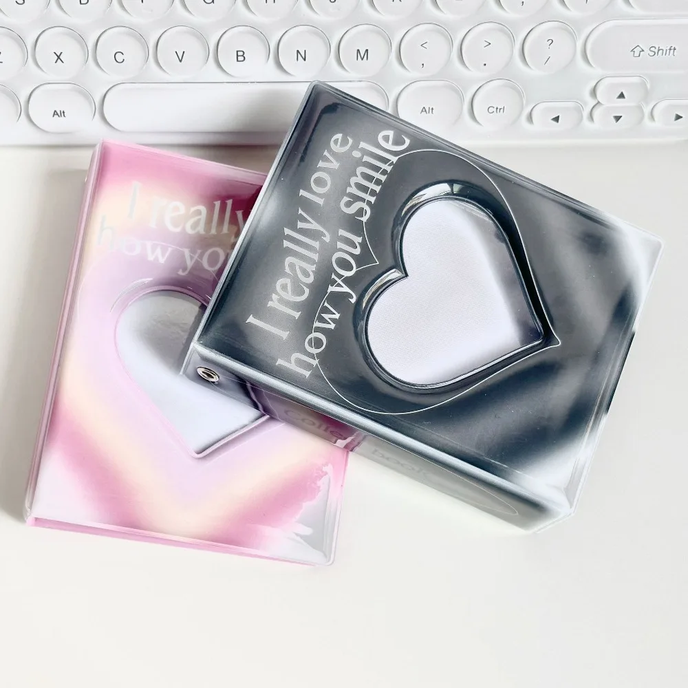 2025 المتفجرة الأصلية Ins نمط أسود وردي خافت الحب التدرج 3 "بولي كلوريد الفينيل لوحة واحدة بولارويد مروحة ألبوم بطاقة صغيرة كتاب