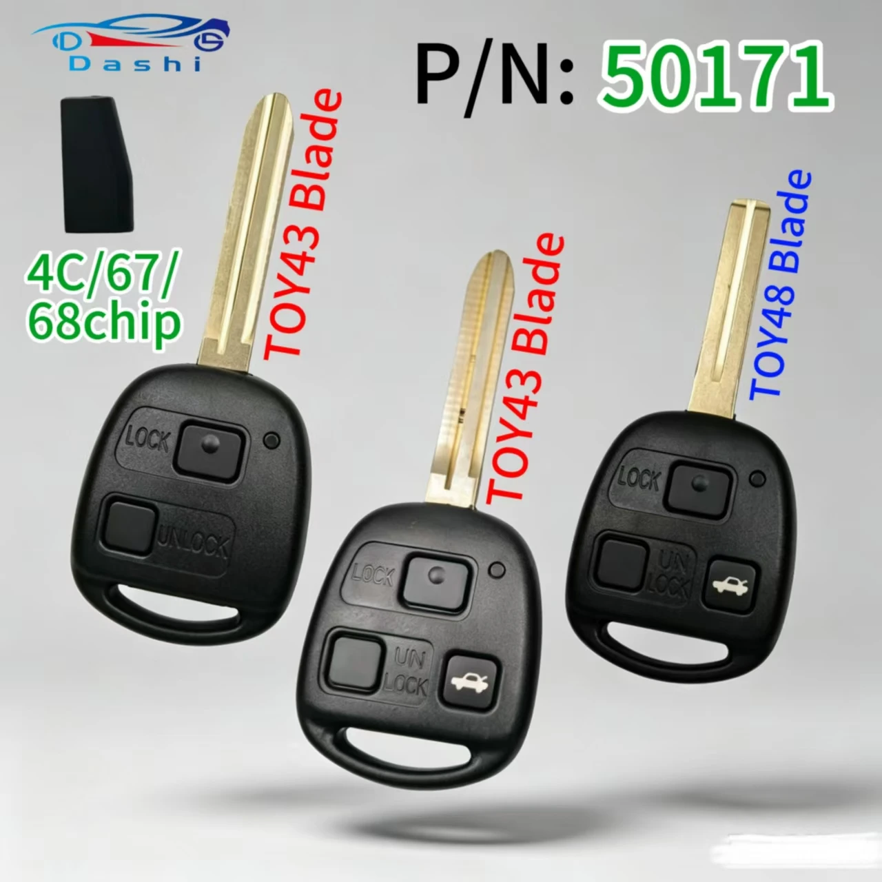 for Lexus Toyota Land Cruiser Prado RAV4 Kluger Previa FJ Cruiser Tarago 4C/4D67/4D68 Chip 433MHz P/N:50171 Car Remote Key