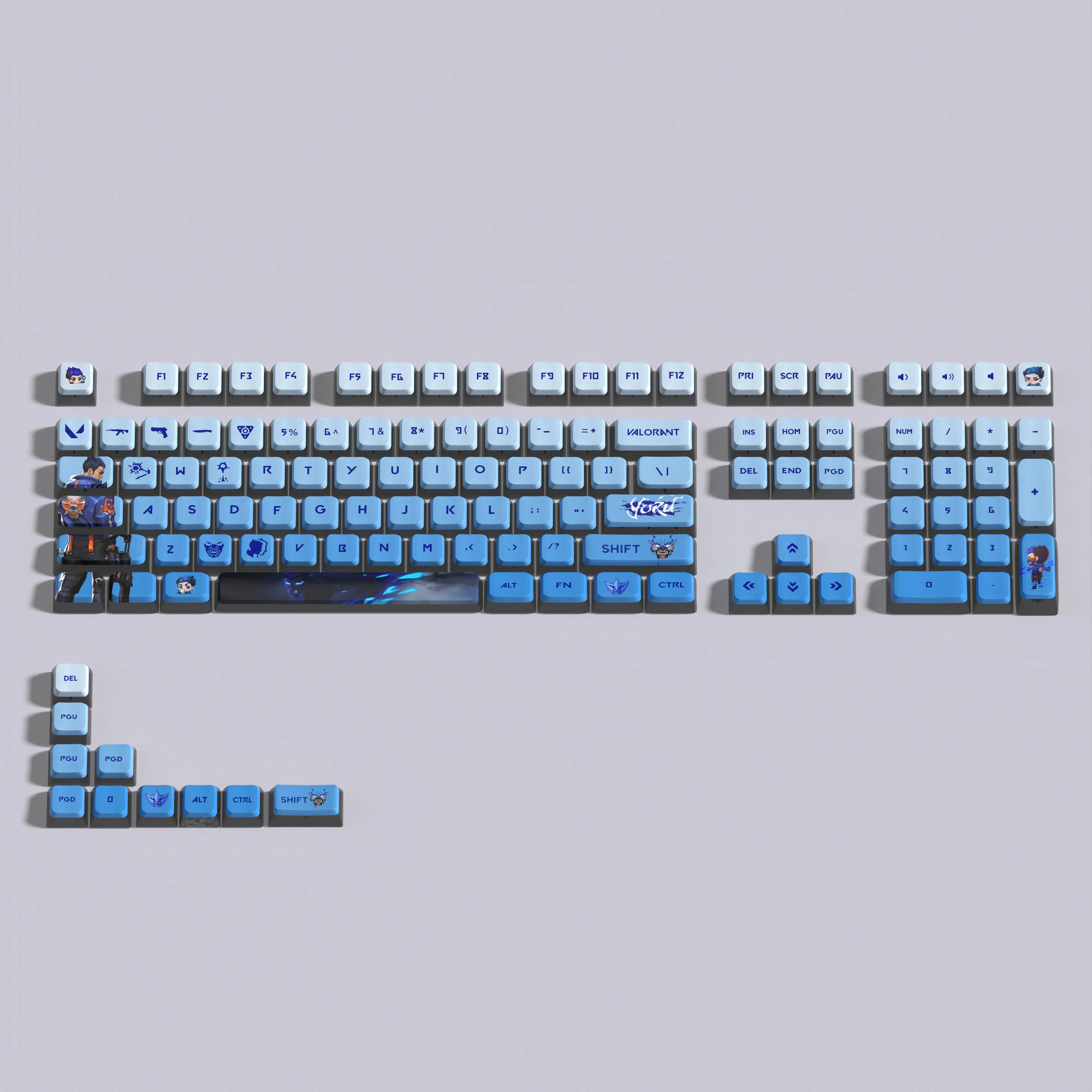 Yoru keycaps VALORANT keycaps 119 keys full set ASA Profile  PBT dye sub keycaps Pdding keycaps Light Translucent support