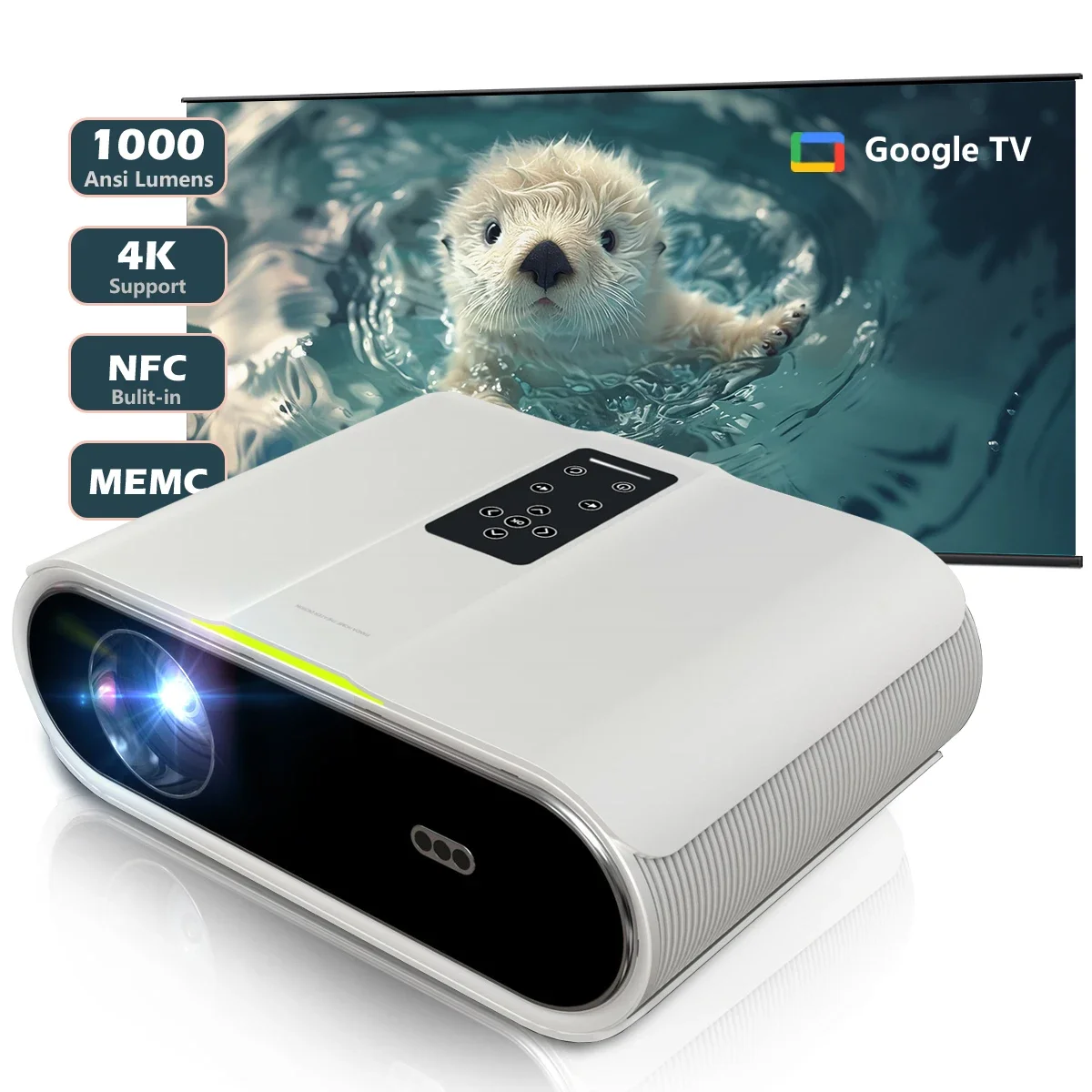 Uhd Hdr 4Led Pink Mini Portable Projector Overhead Dlp 10000 Lumens Wifi Smart Tv Projector 4K With Stand