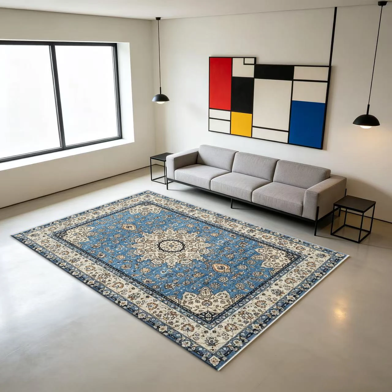 Vintage Oriental Medallion Area Rug Traditional Floral Printed Carpet for Living Room Bedroom Home Decor