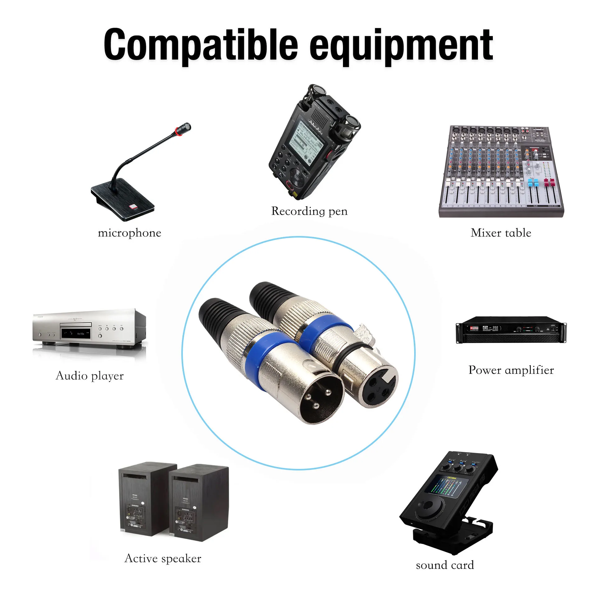 5 Pairs XLR 3 Pin Female Male MIC Jack Plug Audio Microphone Cable Wire Connector Power Adapter Blue NG4S Repair Replacement image 4