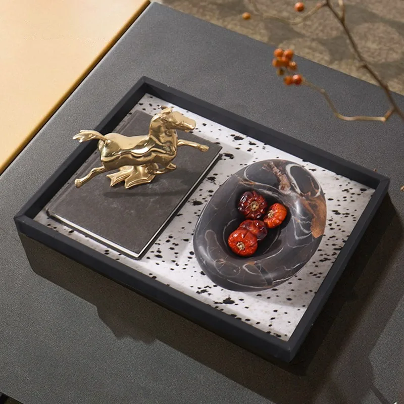 Modern Minimalist New Chinese Style Natural Marble Nest Dish Wabi Sabi Storage Decorative Ornament for Home Decoration Tabletop