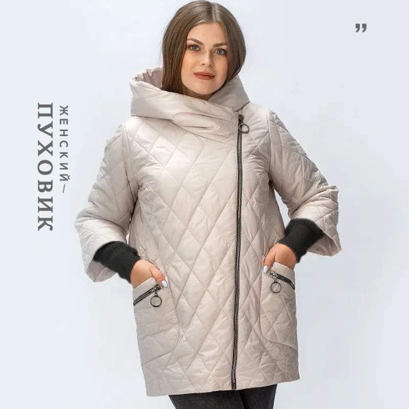 

CEPRASK 2023 Women's Jacket Spring Fashion Quilted Long Coat Oversize Clothing Autumn Female Parka Warm Cotton Loose Outerwear