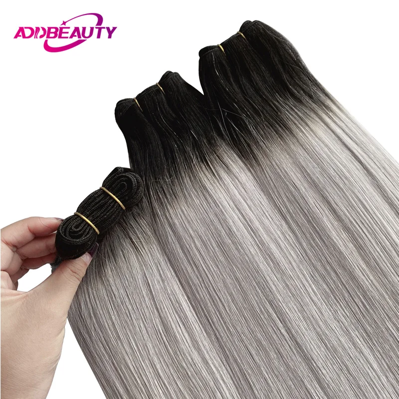 Addbeauty pacote de cabelo humano em linha reta brasileiro raw virgin extensão do cabelo humano descorado máquina feita um doador cabelo humano loira