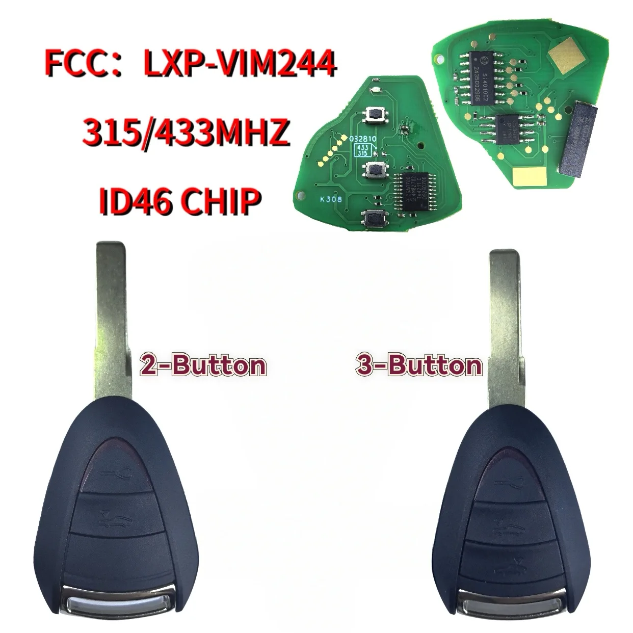 Jingxin ID46-Chip 315/433MHz FCC ID: LXP-VIM244 Schlüssel für Porsche Cayman Boxster Turbo 911 987 996 997 Carrera Targa 2005 - 2010 – Detail 1